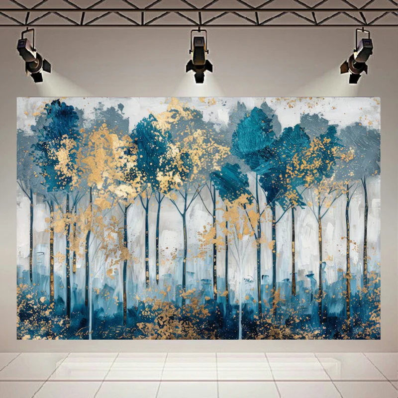 تابلو بوم طرح مخمل نقاشی انتزاعی درختان جنگل کد AR304422