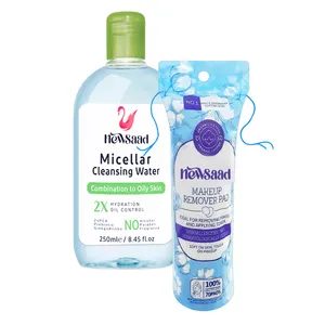 محلول شستشو صورت نیوساد مدل Micellar مناسب برای پوست های چرب حجم 250 میلی لیتر به همراه پد پاک کننده آرایش بسته 72 عددی