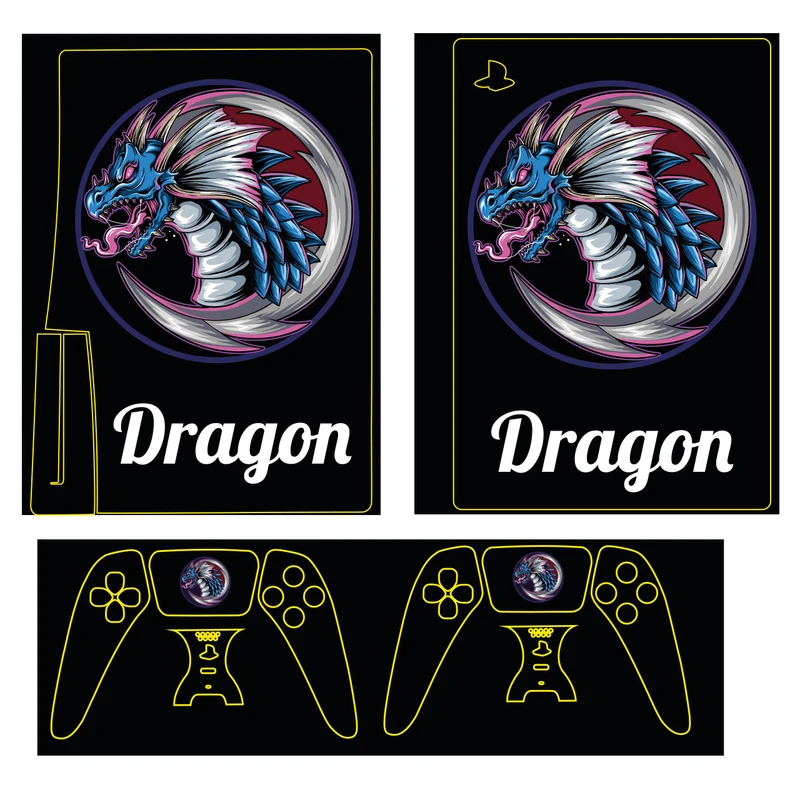 برچسب کنسول بازی پلی استیشن 5 مدل dragon کد 114 مجموعه 4 عددی