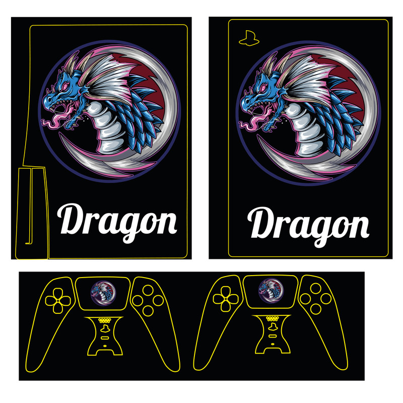 برچسب کنسول بازی پلی استیشن 5 مدل dragon کد 114 مجموعه 4 عددی