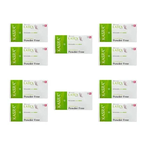 دستکش لاتکس غیر پودری کسری طب مدل Excellent Finishing سایز لارج بسته 10 عددی