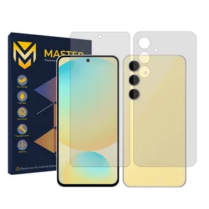 Master Resistant model transparent screen protector suitable for the Samsung Galaxy S24 FE mobile phone along with the back of the phone protector
