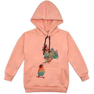 هودی دخترانه مدل آواز بلبل کد F107 رنگ گلبهی