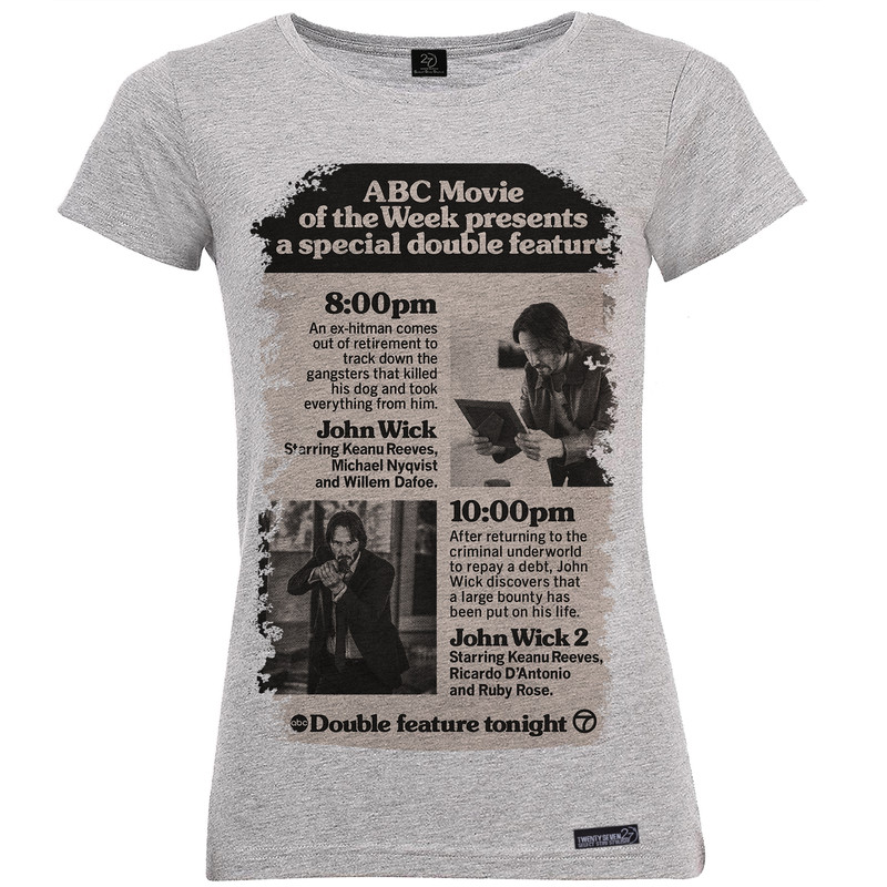 تی شرت آستین کوتاه زنانه 27 مدل John Wick Newspaper کد MH1162
