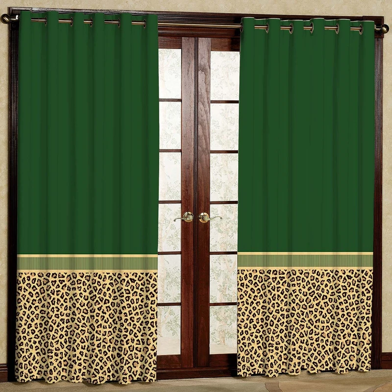 پرده طرح حاشیه پلنگی مدل مخمل پانچی کد 5539 W سایز 140x200 سانتی متر