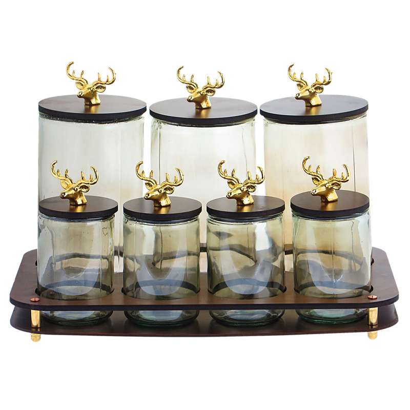 ست پاسماوری 7 پارچه طرح گوزن کد 177560 به همراه استند