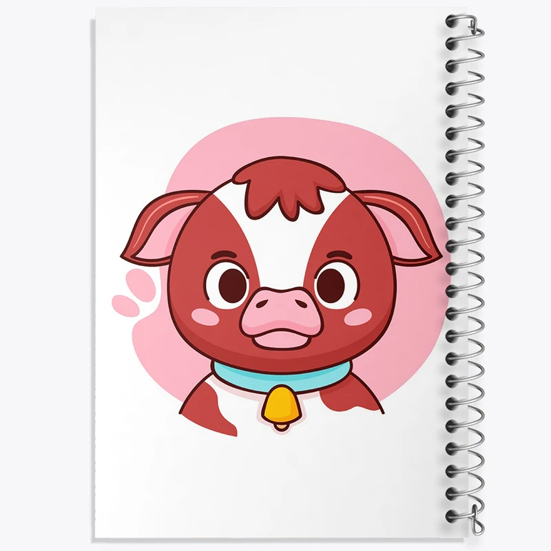 دفتر ژورنال نویسی 50 برگ خندالو مدل نقطه ای طرح گوساله حیوانات بامزه کد 37161