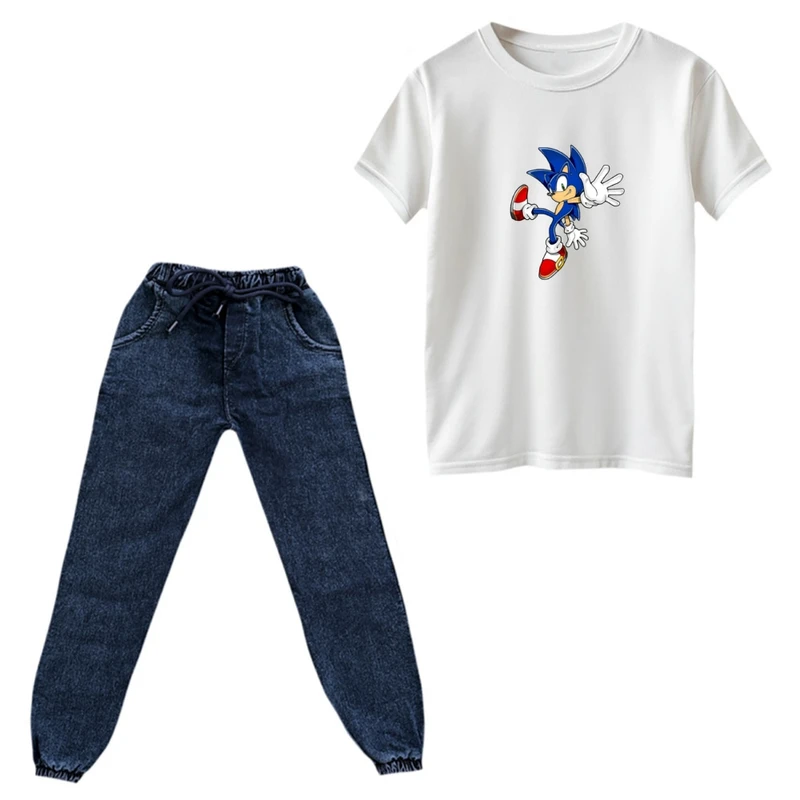 ست تی‌شرت و شلوار پسرانه مدل سونیک کد 03