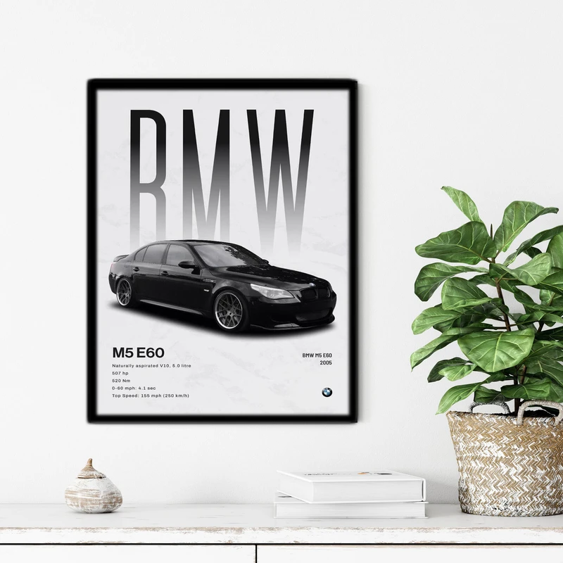 تابلو آتریسا طرح ماشین BMW مدل ATC138 فریم مشکی