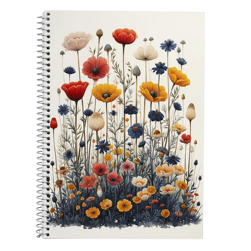 دفتر زبان 50 برگ مدوپد مدل سه خط طرح گل کد DF13804