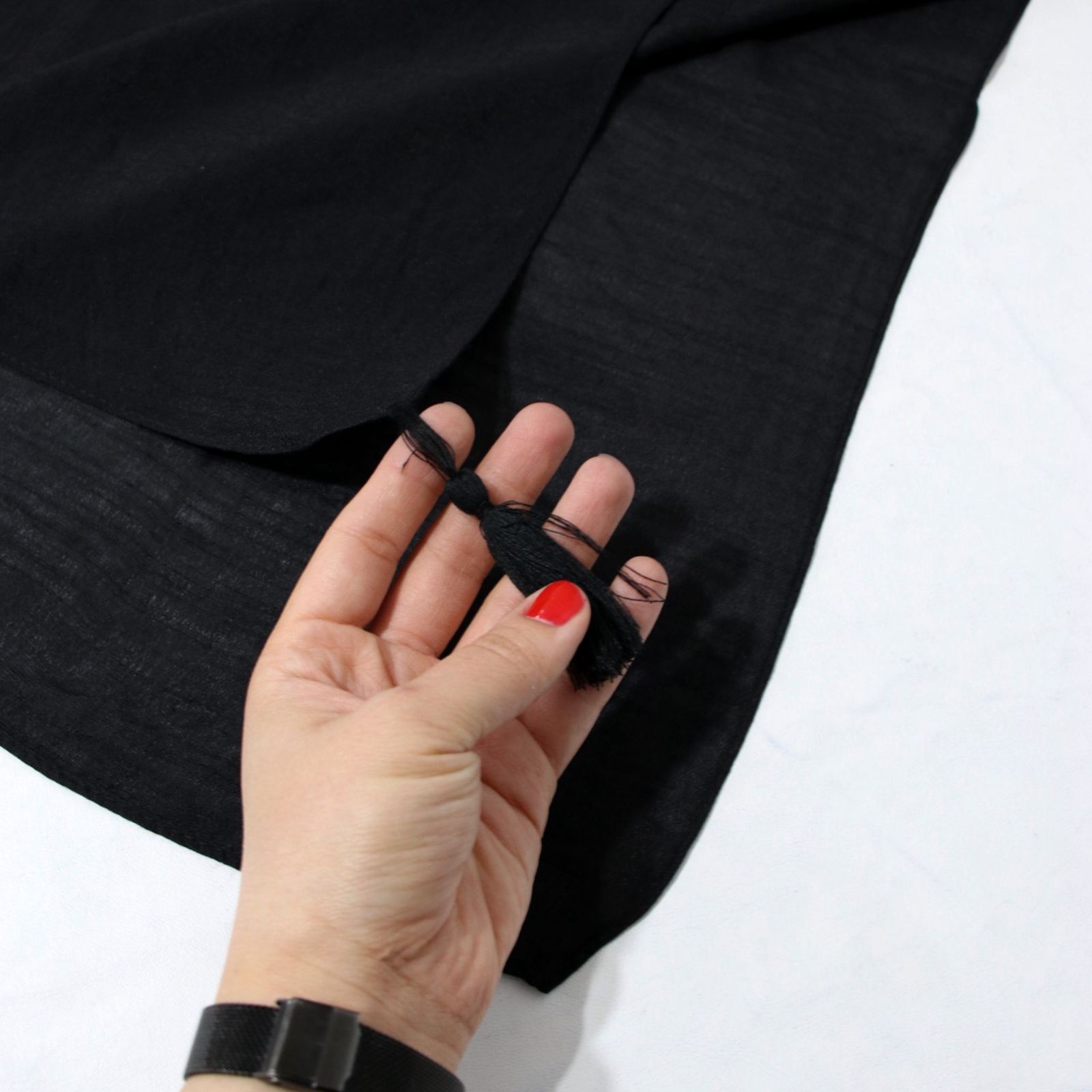 روسری زنانه مدل نخی ساده قواره 140 منگوله دار کد ana-4097 -  - 7