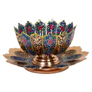 ست 2 تکه کاسه و بشقاب مسی مدل الماس تراش و پرداز 25 -کد es29282401