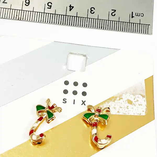 گوشواره زنانه سیکس مدل کریسمس عصا