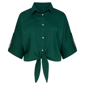 شومیز آستین سه ربع یقه برگردان زنانه مدل P1124