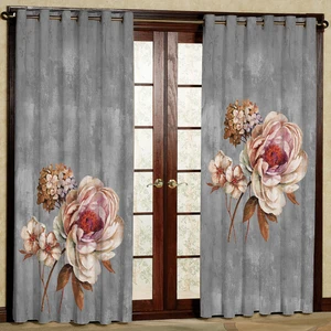 پرده مدل گل دار  مخمل پانچی کد 1302L سایز 140x280 سانتی متر