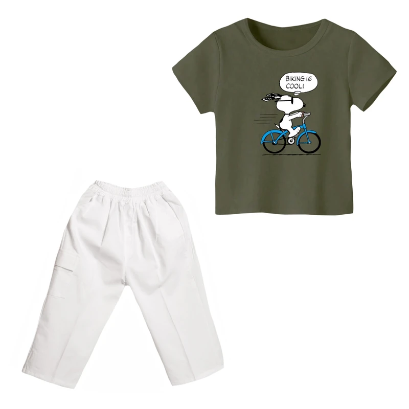 ست تی شرت و شلوارک پسرانه مدل اسنوپی کد ۸۹