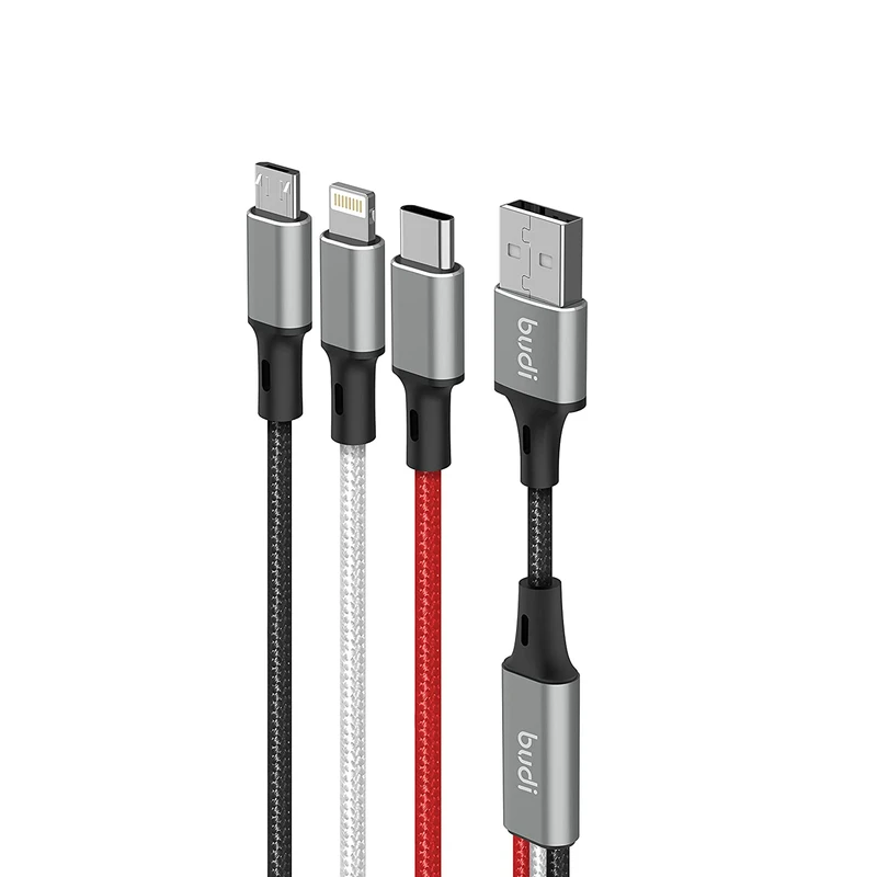 کابل تبدیل USB به لایتنینگ / MicroUSB / USB-C بودی مدل DC203A2 طول 1 متر
