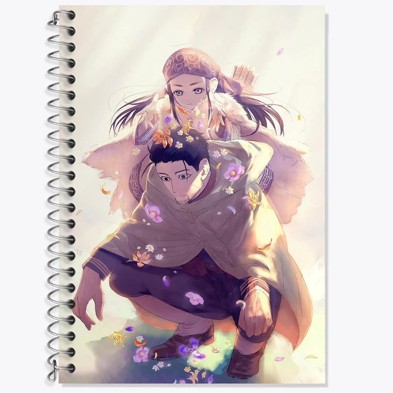 دفتر زبان 50 برگ خندالو مدل سه خط طرح هیاکونوسکه و اسیرپا انیمه کامویی طلایی Golden Kamuy کد 23741