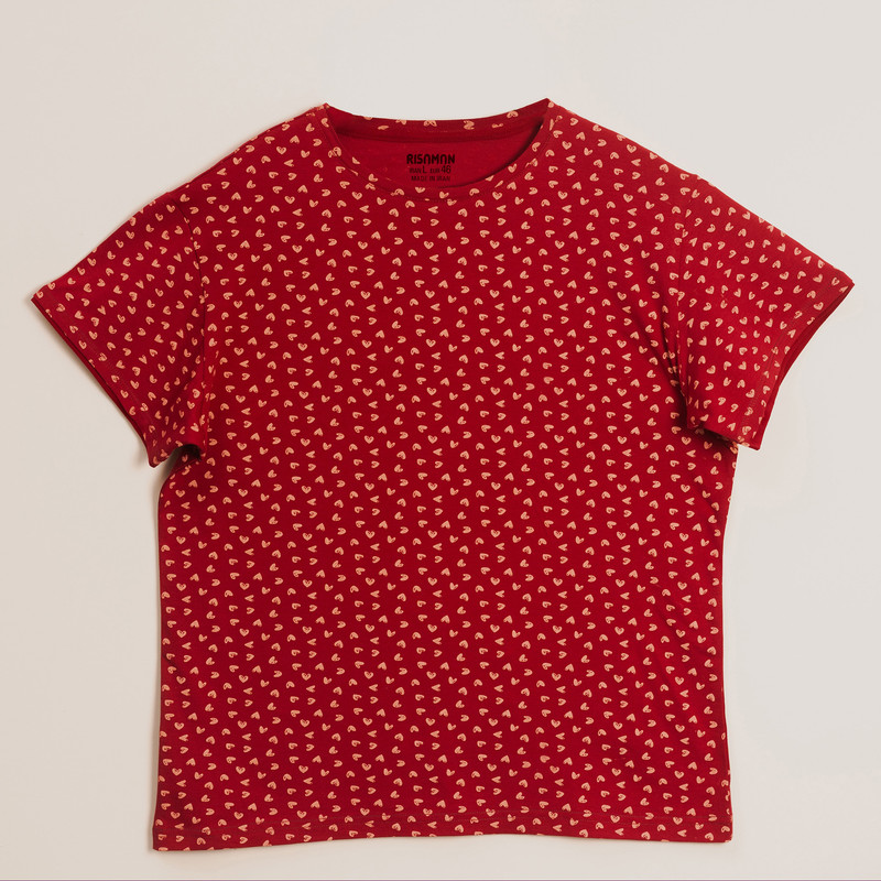 ست تی شرت و شلوار زنانه مدل آناهیتا رنگ زرشکی