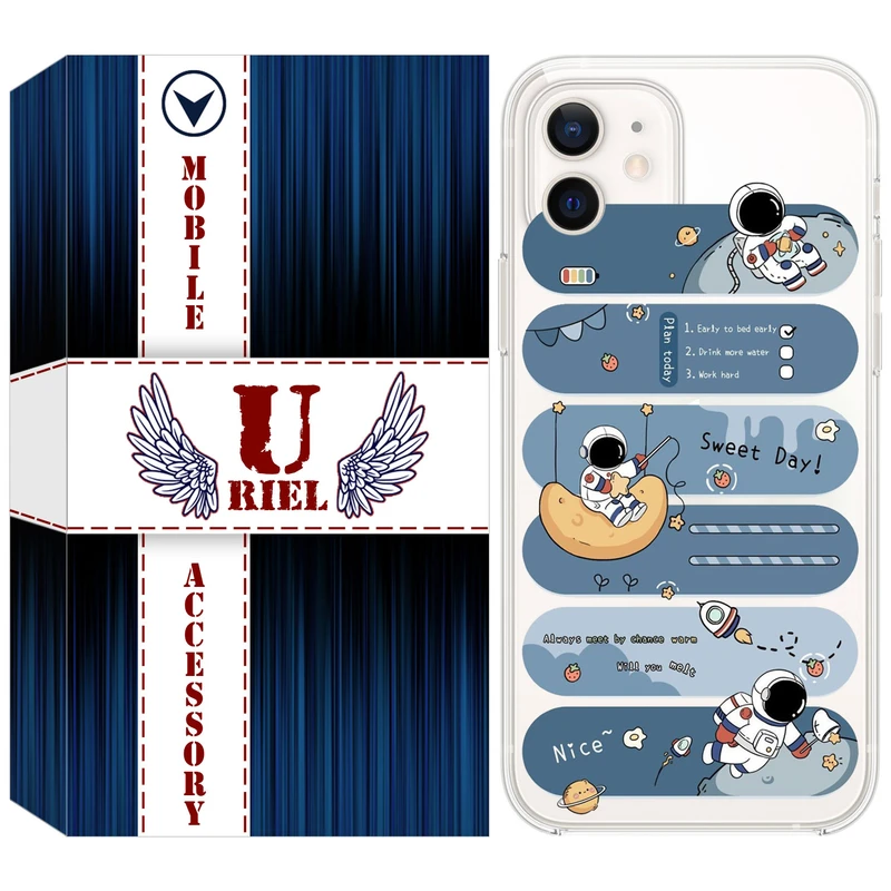 کاور یوریل قاب مدل Clear کد 18 طرح فضانورد مناسب برای گوشی موبایل اپل iPhone 12