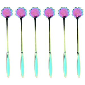 قاشق شربت خوری مدل Flower Line کد 00577 مجموعه 6 عددی