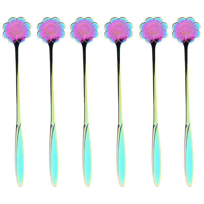 قاشق شربت خوری مدل Flower Line کد 00577 مجموعه 6 عددی