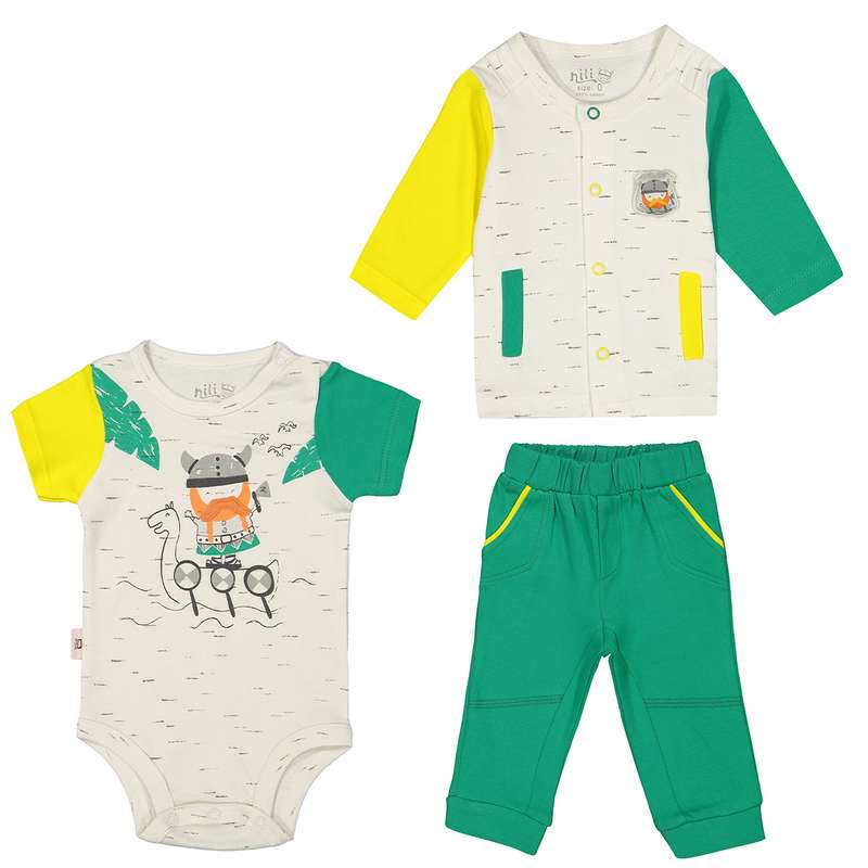 ست 3 تکه لباس نوزادی نیلی مدل vaiking s 2022