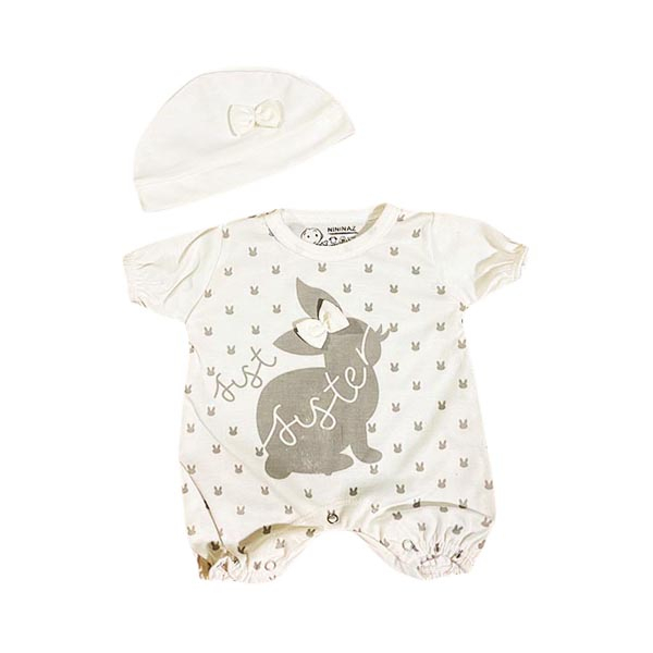 ست سرهمی و کلاه نوزادی مدل خرگوشی کد 99