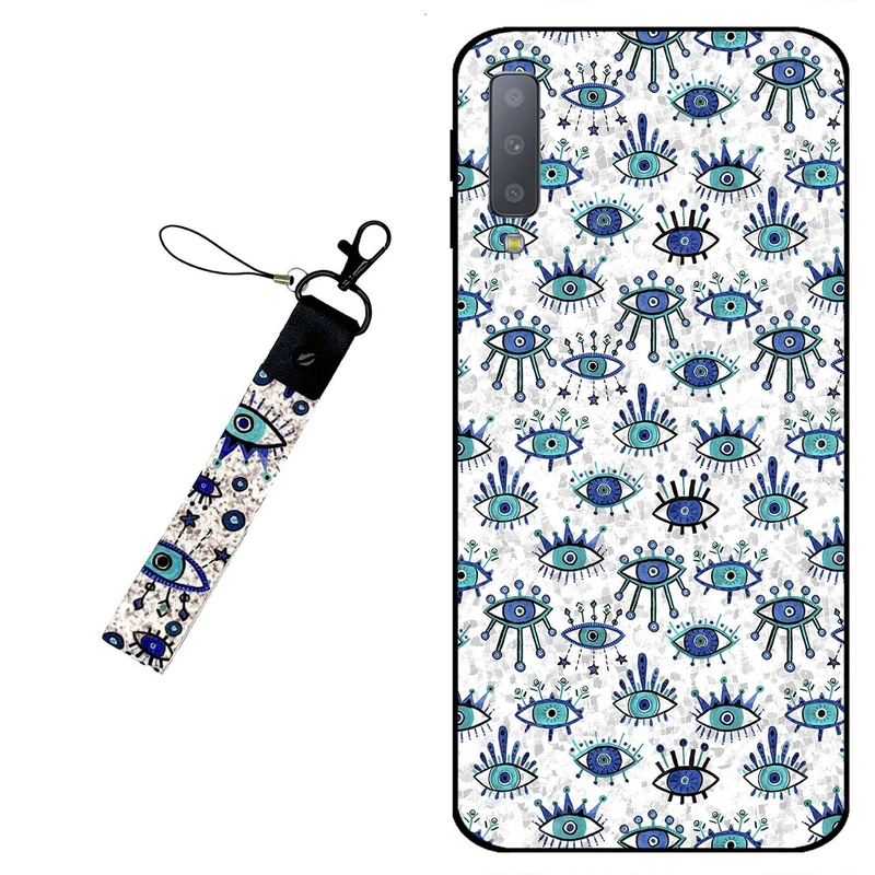 کاور مگافون طرح چشم نظر مدل 6464 مناسب برای گوشی موبایل سامسونگ Galaxy A7 2018 / A750 به همراه بند مچی 