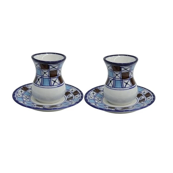 فنجان و نعلبکی چینی میبدمروارید مدل شطرنجی بسته 2عددی