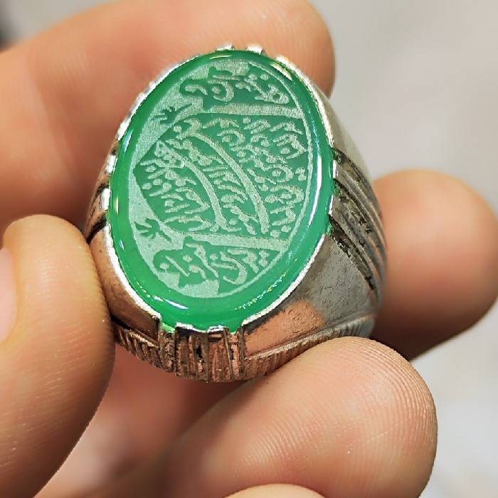 انگشتر مردانه مدل سنگ عقیق خطی کد ۸۷۵۵
