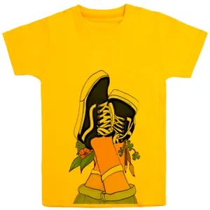 تی شرت آستین کوتاه دخترانه مدل پا F8 رنگ زرد