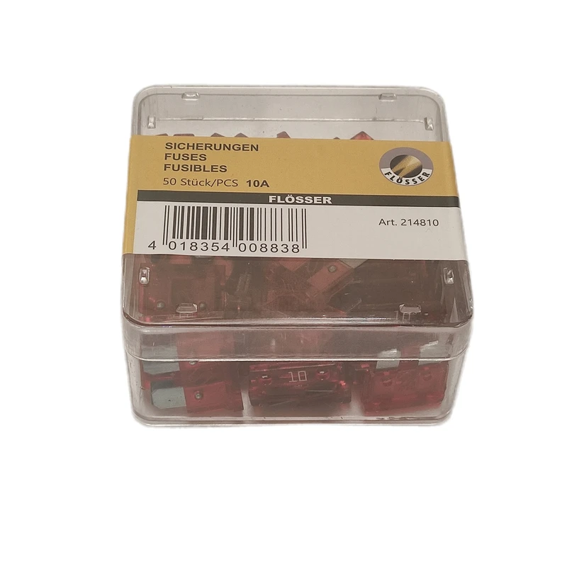 فیوز دو شاخ خودرو فلوسر مدل 10 آمپر مجموعه 50 عددی