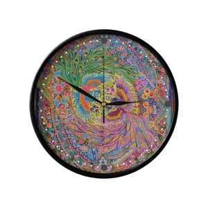 ساعت دیواری مدوپد طرح قالیچه قم طاووسی مدل C-Ghom126