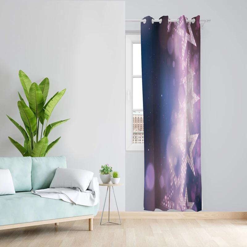 پرده طرح ستاره مدل مخمل پانچی کد 2477 z سایز 140x200 سانتی متر