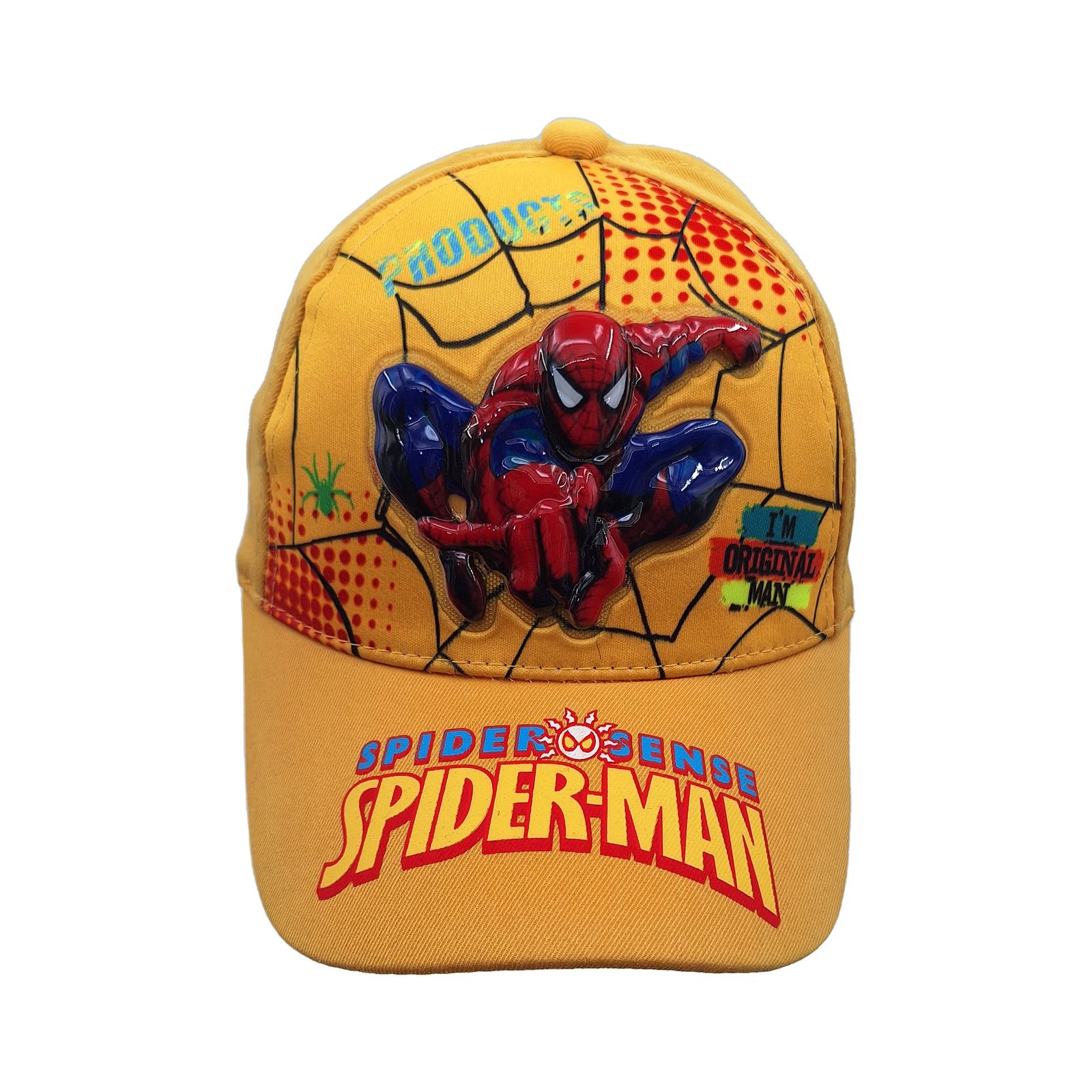 کلاه کپ پسرانه مدل مرد عنکبوتی چراغدار کد 1144 رنگ زرد -  - 2