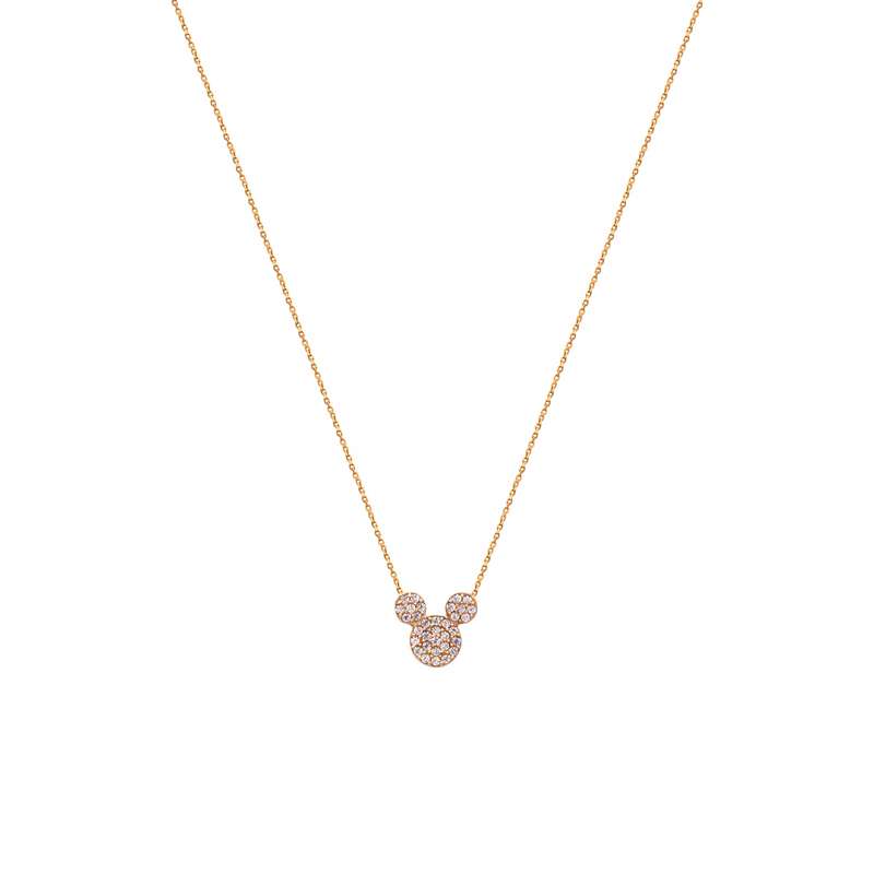 گردنبند طلا 18 عیار دخترانه الی گلد گالری میکی موس نگینی