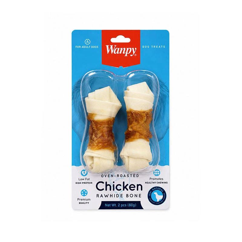 تشویقی سگ ونپی مدل Oven Roasted Chicken & Rawhide Bone با طعم مرغ و دورپیچ پوست گاو وزن 60 گرم بسته 2 عددی