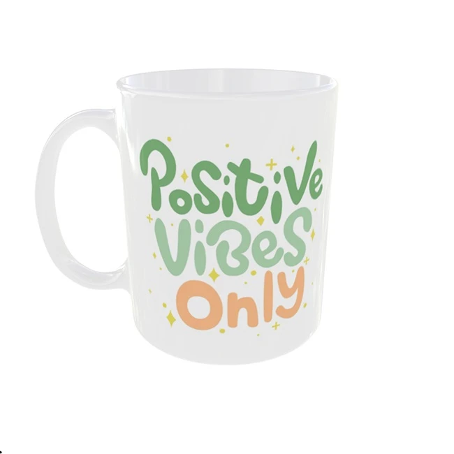 ماگ مدل جملات مثبت طرح positive vibes only  کد 18
