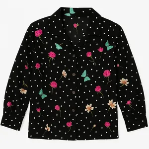 شومیز آستین بلند یقه برگردان زنانه مدل هاوایی