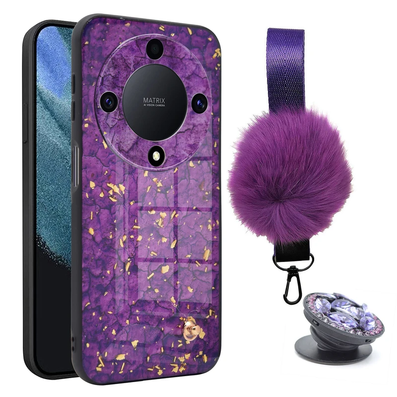 کاور مدل پام پام مناسب برای گوشی موبایل آنر Honor X9A به همراه بند و پایه نگهدارنده