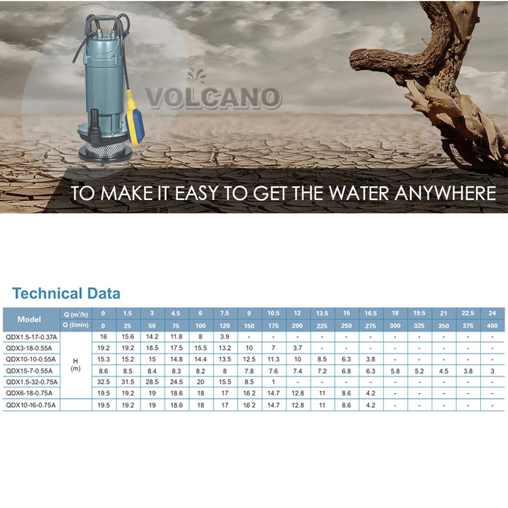 پمپ کف کش ولکانو کد QDX1.5-17-0.37F