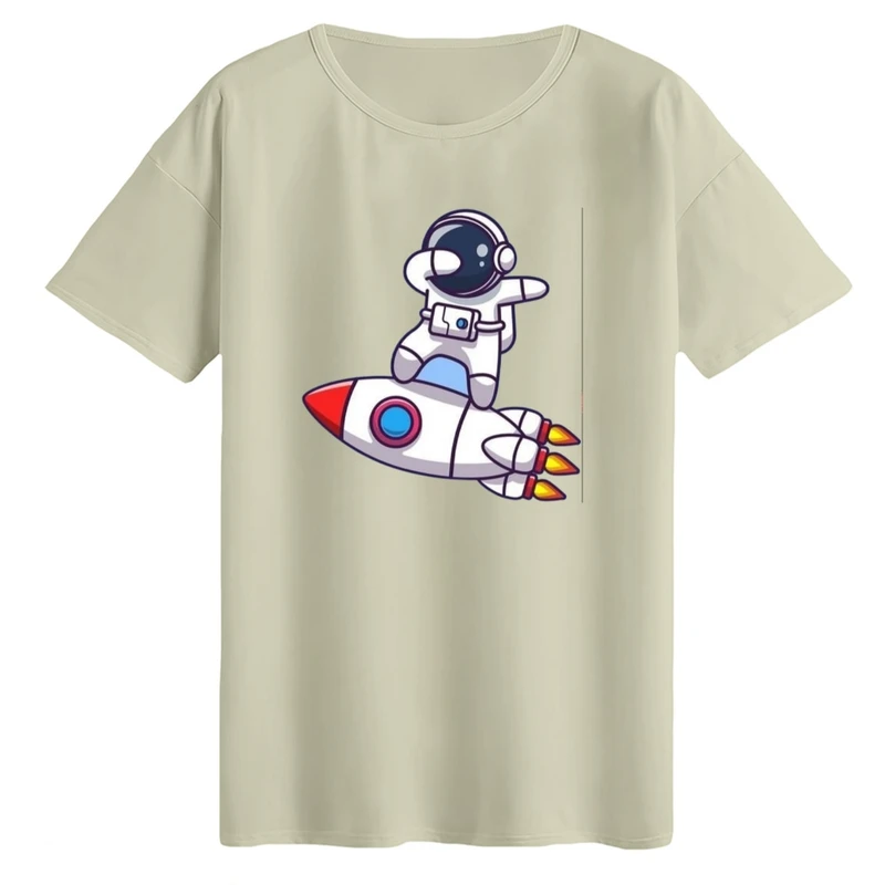 تی‌شرت لانگ آستین کوتاه زنانه مدل فضانورد و موشک