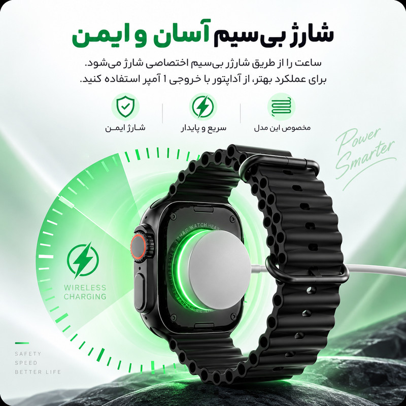 ساعت هوشمند 49 میلی متری مدل QX90 ULTRA با بند سیلیکونی همراه با هدفون بلوتوثی 