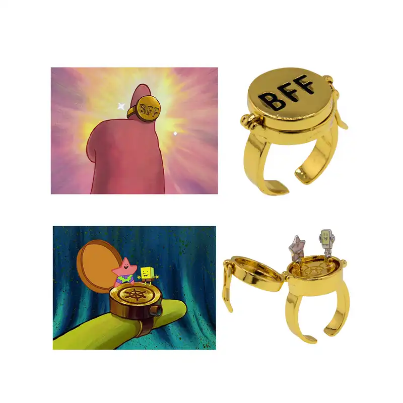 انگشتر برانت طرح دوستی باب اسفنجی و پاتریک نگین چرخان