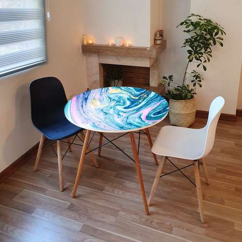 میز ناهارخوری مدل گرد طرح تکسچر کد GL-02