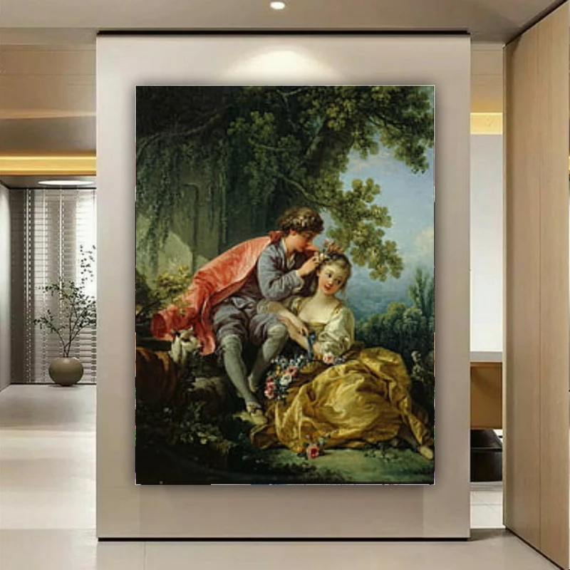 تابلو بوم طرح نقاشی کلاسیک مدل زوج دلداده کد BK24234