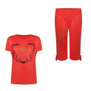 ست تی شرت آستین کوتاه و شلوارک زنانه مدل 12445