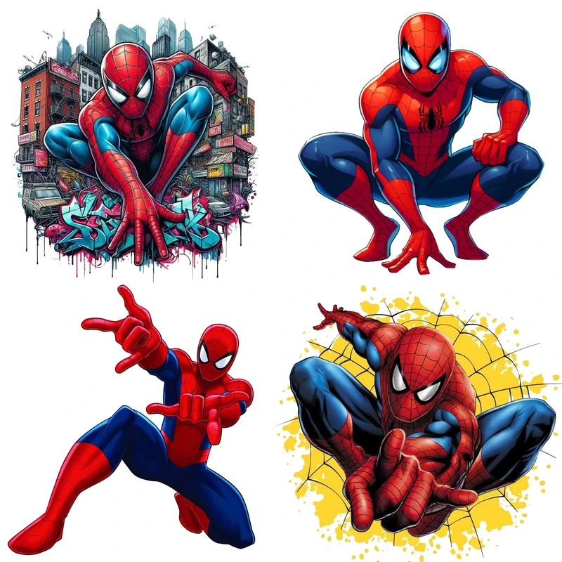 استیکر پارچه و لباس پاد آفرین مدل مرد عنکبوتی مجموعه 4 عددی