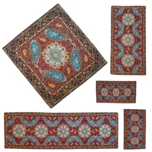 ست 5 تکه رومیزی ابریشم مدل عقیق کد GF5/5